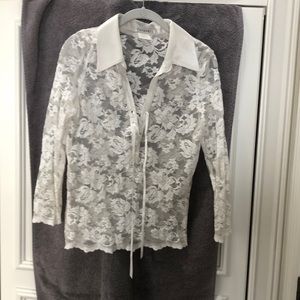 Cascadei white lace top Large